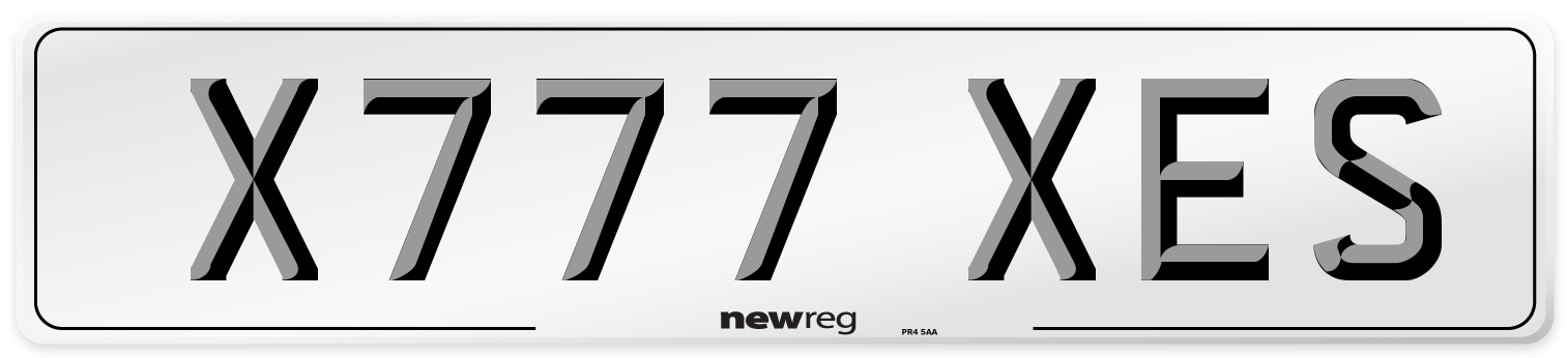 X777 XES Number Plate from New Reg